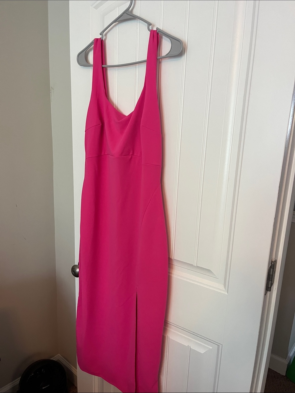Fashion Nova Hot Pink Sleeveless Midi Dress with Scoop Neck